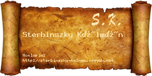 Sterbinszky Kálmán névjegykártya