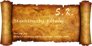 Sterbinszky Kálmán névjegykártya